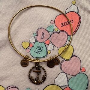 Alex and Ani Nautical Gold Bangle Bracelet with Anchor Charm